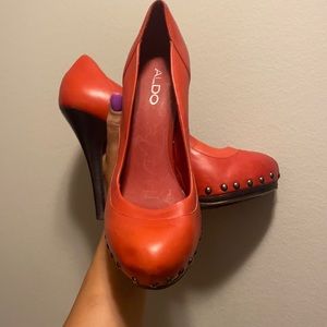 Red Aldo Stud Heels with Slip Grip!
